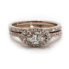 East & West Marquise Halo Diamond Wedding Set