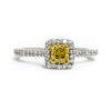 Yellow Princess Cut  Diamond Ring with Halo