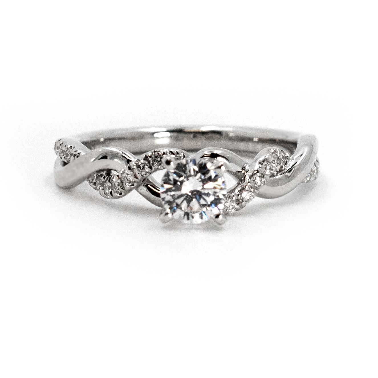Infinity Diamond Engagement Ring with Band 14k White Gold 0.65ct - U2843