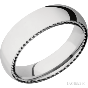 14K White Gold with Polish Finish and 14K White Gold Inlay