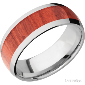 Titanium with Polish Finish and Red Heart Inlay
